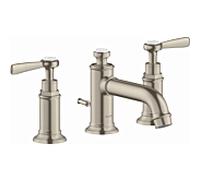 hansgrohe Axor Montreux mitigeur lavabo 3 trous 16535820 saillie 143mm, avec tirant garniture de vidange , poignées à levier, nickel brossé
