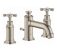 hansgrohe Axor Montreux mitigeur lavabo 3 trous 16536820 projection 142mm, avec tirant garniture de vidange , poignées croisées, nickel brossé