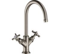 hansgrohe AXOR Montreux mitigeur lavabo à deux poignées 210, sans vidage escamotable, 16506800, Couleur: Acier inoxydable Optic