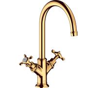 hansgrohe AXOR Montreux mitigeur lavabo à deux poignées 210, sans vidage escamotable, 16506990, Couleur: Optique en or poli