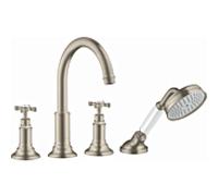 hansgrohe Axor Montreux set de finition 16546820 Robinetterie de bord de baignoire 4 trous, avec poignées en croix, nickel brossé