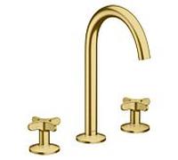 Hansgrohe AXOR One 3 trous mitigeur lavabo 170 48040950 saillie 140 mm, avec push-open garniture de vidange , avec poignée croisée, laiton brossé
