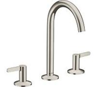 hansgrohe AXOR One robinetterie de lavabo 3 trous 170 avec vidage Push-Open, saillie 140mm, 48050800, Couleur: Acier inoxydable Optic