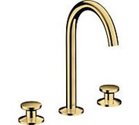 hansgrohe Axor One mitigeur lavabo 3 trous 48070990 saillie 140mm, avec garniture de vidange push-open , optique or poli