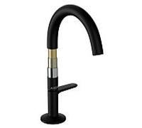 hansgrohe Axor One mitigeur lavabo 48020670 saillie 140mm, avec bouton-poussoir garniture de vidange , noir mat