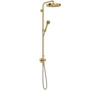 Système de douche hansgrohe AXOR One avec thermostat et pomme de douche 280 48797990 Kit d'installation finale encastré, type de jet à économie d'eau 2000 , EcoSmart, 8 l/min, aspect or poli