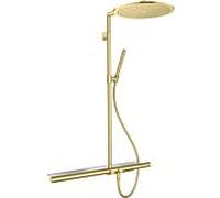 hansgrohe Axor Showerpipe 27984950 avec thermostat 800, douche de tête 350 1jet, laiton brossé