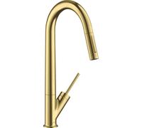 hansgrohe AXOR Starck Mitigeur monocommande de cuisine AXOR Starck 270 avec douchette coulissante, 10821950, Couleur: laiton brossé