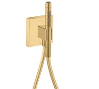hansgrohe AXOR Starck ShowerCollection Porter unit 12 x 12, avec douchette à main 2 jets et flexible de douche, 12626250, Couleur: Optique or brossé