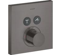 hansgrohe AXOR Starck ShowerSelect Thermostat carré à encastrer pour 2 consommateurs, 36715340, Couleur: Chrome noir brossé