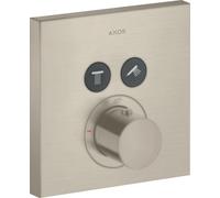 hansgrohe AXOR Starck ShowerSelect Thermostat carré à encastrer pour 2 consommateurs, 36715820, Couleur: Nickel brossé