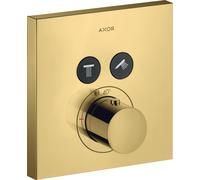 hansgrohe AXOR Starck ShowerSelect Thermostat carré à encastrer pour 2 consommateurs, 36715990, Couleur: Optique en or poli