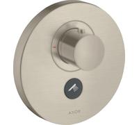 hansgrohe AXOR Starck ShowerSelect Thermostat rond à débit élevé encastré pour 1 consommateur et 1 prise supplémentaire, 36726820, Couleur: Nickel brossé
