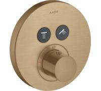 hansgrohe AXOR Starck ShowerSelect Thermostat rond à encastrer pour 2 consommateurs, 36723140, Couleur: Bronze brossé