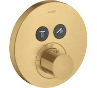 hansgrohe AXOR Starck ShowerSelect Thermostat rond à encastrer pour 2 consommateurs, 36723250, Couleur: Optique or brossé
