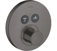 hansgrohe AXOR Starck ShowerSelect Thermostat rond à encastrer pour 2 consommateurs, 36723340, Couleur: Chrome noir brossé