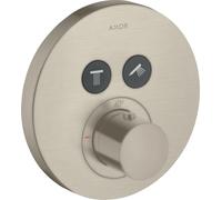 hansgrohe AXOR Starck ShowerSelect Thermostat rond à encastrer pour 2 consommateurs, 36723820, Couleur: Nickel brossé