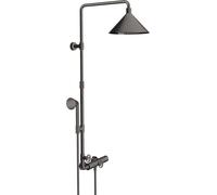 Hansgrohe Axor Starck ShowerSolutions Tuyau de douche avec thermostat et pomme de douche 2 jets conçu par Front, Coloris: Chrome noir brossé