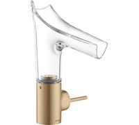 hansgrohe AXOR Starck V mitigeur monocommande de lavabo 140 avec bec verseur en verre et vidage escamotable, 12112140, Couleur: Bronze brossé