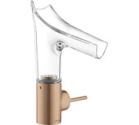 hansgrohe AXOR Starck V mitigeur monocommande de lavabo 140 avec bec verseur en verre et vidage escamotable, 12112310, Couleur: Or rouge brossé