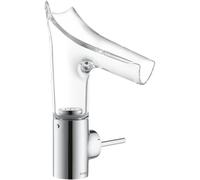 hansgrohe AXOR Starck V mitigeur monocommande de lavabo 140 avec bec verseur en verre et vidage escamotable, 12112000, Couleur: chrome