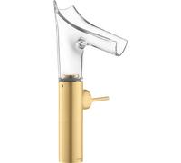 hansgrohe AXOR Starck V Mitigeur monocommande de lavabo 220 avec bec verseur en verre pour lavabos avec garniture de vidage, 12114250, Couleur: Optique or brossé