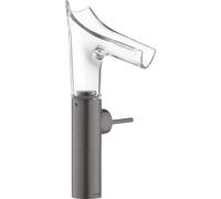 hansgrohe AXOR Starck V Mitigeur monocommande de lavabo 220 avec bec verseur en verre pour lavabos avec garniture de vidage, 12114340, Couleur: Chrome noir brossé
