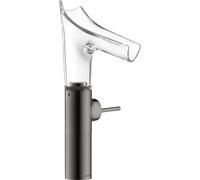 hansgrohe AXOR Starck V Mitigeur monocommande de lavabo 220 avec bec verseur en verre pour lavabos avec garniture de vidage, 12114330, Couleur: Chrome noir poli