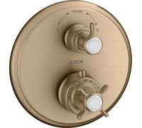 Kit de pré-montage Hansgrohe 16820140 pour thermostat encastré, avec vanne de dérivation, poignée en croix, bronze brossé