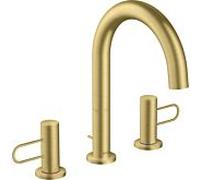 hansgrohe Axor Uno 3 trous mitigeur lavabo 38054950 saillie 173mm, avec poignées en arc, tirette garniture de vidange , laiton brossé