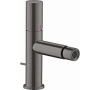 hansgrohe Axor Uno mitigeur de bidet 45200340 projection 124mm, avec poignée zéro, tirette garniture de vidange , chrome noir brossé