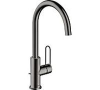 hansgrohe Axor Uno mitigeur lavabo 38036330 saillie 174mm, avec poignée en arc, tirette garniture de vidange , chrome noir poli