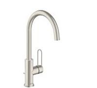 hansgrohe Axor Uno mitigeur lavabo 38036800 projection 174mm, avec poignée en arc, tige de traction garniture de vidange , aspect acier inoxydable