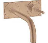 hansgrohe Axor Uno set de finition 38115310 mitigeur lavabo encastré, poignée à épingle, plaque, saillie 225 mm, or rouge brossé