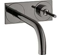 hansgrohe Axor Uno set de finition 38115330 mitigeur lavabo encastré, poignée à goupille, plaque, saillie 225 mm, chrome noir poli