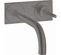 hansgrohe AXOR Uno mitigeur monocommande de lavabo encastré, plaque pour montage mural, saillie 225mm, 38115340, Couleur: Chrome noir brossé