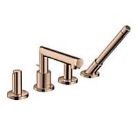 hansgrohe Axor Uno set de finition 45444300 Robinetterie de bord de baignoire 4 trous, avec poignée zéro, or rouge poli