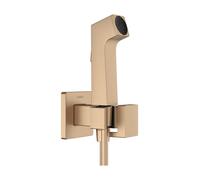 hansgrohe Bidette Douchette à main 1jet E EcoSmart pour eau froide, avec support de douche et flexibles de douche, design anguleux, 29231140, Couleur: Bronze brossé