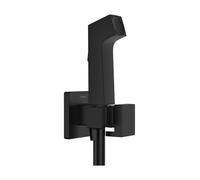 hansgrohe Bidette Douchette à main 1jet E EcoSmart pour eau froide, avec support de douche et flexibles de douche, design anguleux, 29231670, Couleur: noir mat