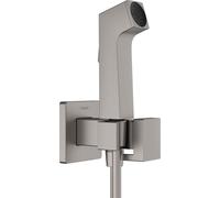 hansgrohe Bidette Douchette à main 1jet E EcoSmart pour eau froide, avec support de douche et flexibles de douche, design anguleux, 29231340