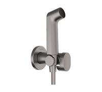 hansgrohe Bidette Douchette à main 1jet S EcoSmart pour eau froide, avec support de douche et flexibles de douche 125cm, 29230340, Couleur: Chrome noir brossé