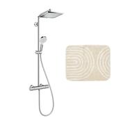 Hansgrohe Colonne de douche Crometta E 240 EcoSmart + cadeau gratuit tapis de salle de bain, beige (27281000-7BE)