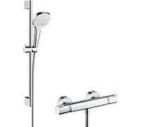 Hansgrohe Ecostat ensemble de douche mural avec thermostat chrome-blanc 27081400