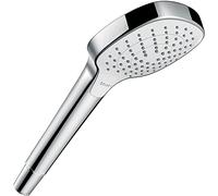 hansgrohe Croma Select E - Pommeau de douche 3 types de jet, Douchette à main carré (110 x 110 mm), Blanc/chromé, 26812400