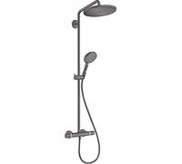 hansgrohe Croma Select S Colonne de Douche avec Mitigeur thermostatique | douche à effet pluie 280 mm, douchette avec 3 jets, max. 9 l/min (EcoSmart), faciles à nettoyer, Noir chromé brossé, 26891340