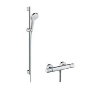 Hansgrohe Ecostat ensemble de douche mural avec thermostat chrome-blanc 27014400