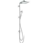 hansgrohe Crometta E 240 Reno Colonne de douche à économie d'eau (EcoSmart), Kit de douche avec inverseur, pommeau de douche, tuyau, barre, douche à effet pluie avec 1 type de jet, chromé, 27289000