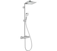 Hansgrohe Crometta E 240 Colonne de douche Carré avec Mitigeur Thermostatique, Chromée, 24 x 24 cm 27271000