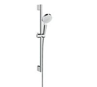 hansgrohe Crometta Ensemble de douche 1 jet EcoSmart 9 l/min avec barre Unica'Croma 65 cm, blanc/chromé, 26535400