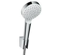 hansgrohe Crometta Ensemble support mural et douchette 1 jet EcoSmart 9 l/min avec flexible de douche 160 cm, blanc/chromé, 26569400